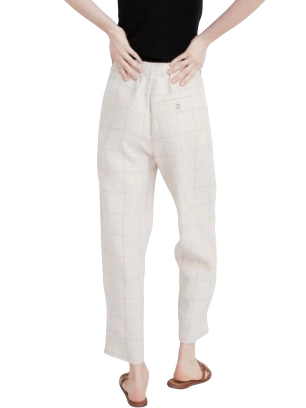 NWT Madewell Linen Windowpane Plaid Trousers Preppy Work Casual Travel Summer 6 - Picture 5 of 13